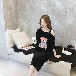 Váy hàn quốc mới gấu nhỏ phim hoạt hình in cô gái ngọt ngào và dễ thương trong mùa hè 2023 mùa hè cổng đông thời trang váy t-shirt đa năng