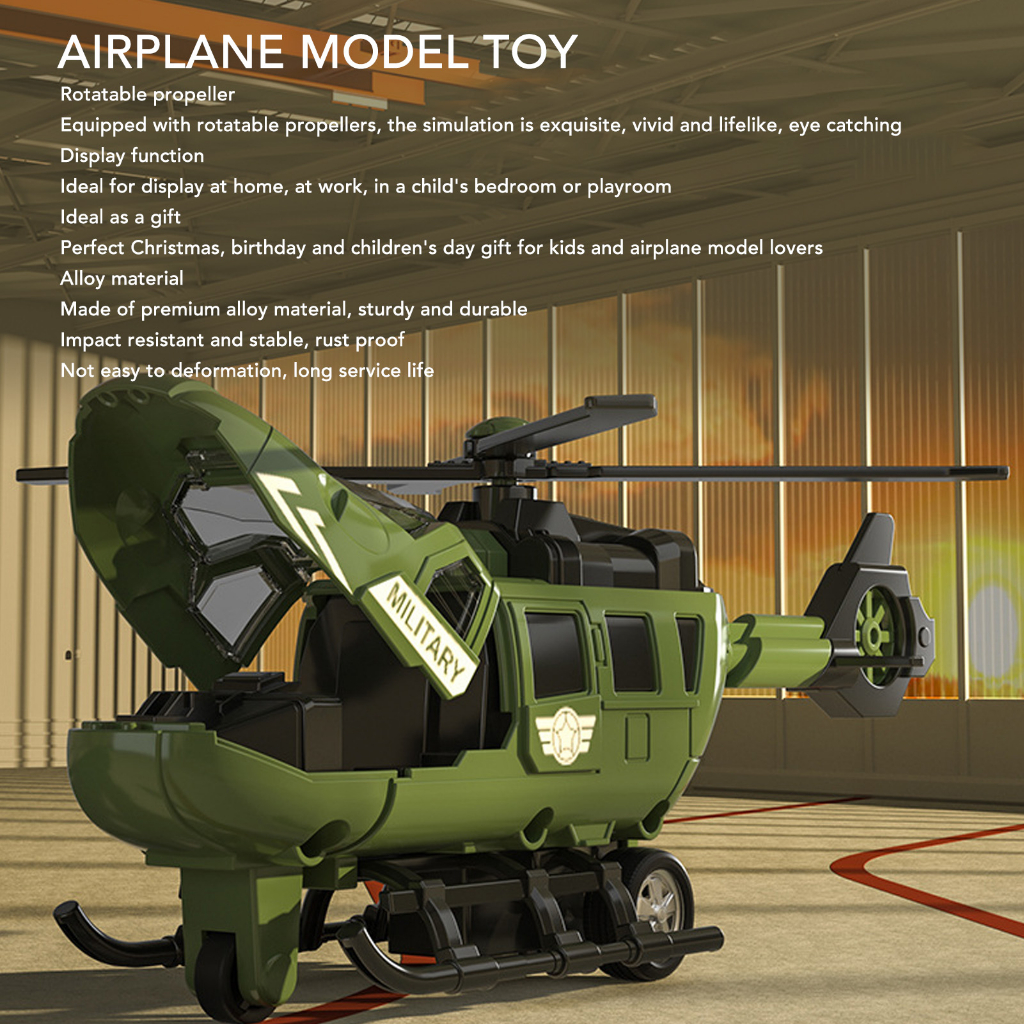 Có thể bán buôn Đế Hít Mô Hình Máy Bay Trực Thăng Phỏng Diecast Hợp Kim Quán Tính Đồ Chơi Cho Trẻ Em Bé Trai Gái 8.9in ToyRoom Hàng giao ngay