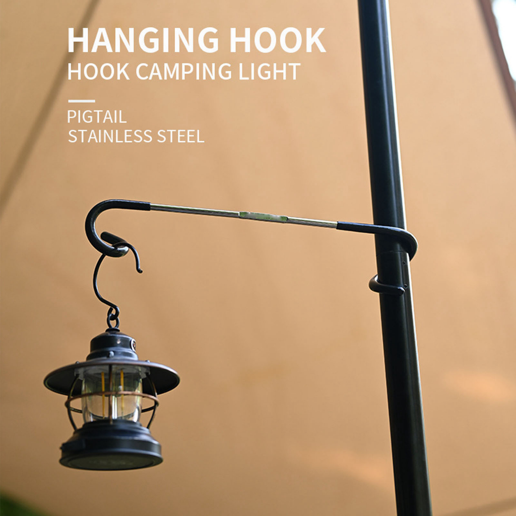 GoWildCamping Núi Vui Cắm Trại Ngoài Trời Đèn Inox Giá Treo Tán Thanh Đỡ Móc Hình Chữ S Xoắn Ốc Đèn Giá Đuôi Heo móc