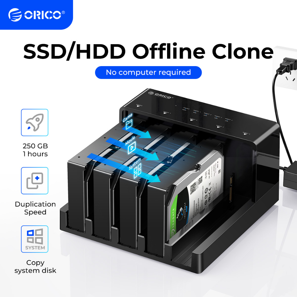 ORICO USB 3.0 sang SATA Ổ cứng gắn ngoài 5 Bay Docking Station với chức năng sao chép ngoại tuyến cho ổ cứng SSD (6558US3)