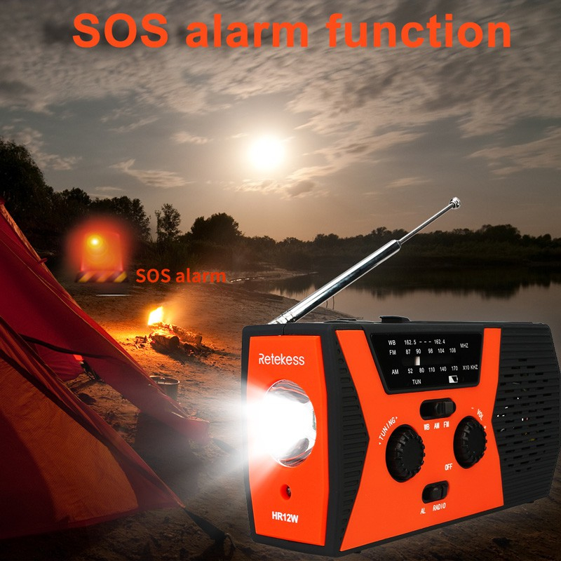 Pin Sạc Dự Phòng Retekess HR12W AM FM NOAA 2000mAh Có Đèn LED Cho Điện Thoại