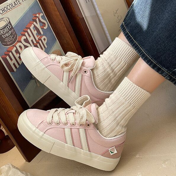 Giày vải RENBEN đế bằng thoáng khí phong cách Hàn Quốc thời trang dành cho nữ