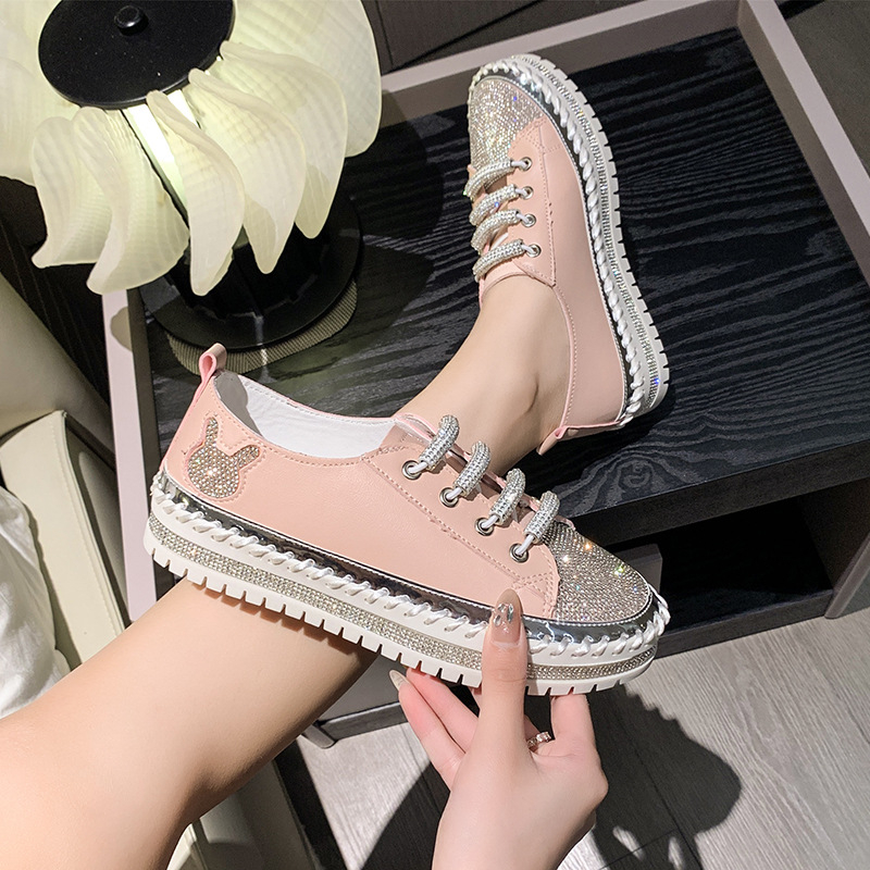122 rhinestone loafers của phụ nữ thoải mái thoáng khí giày đơn giản dép slip-on thông thường