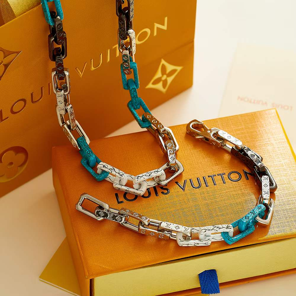 2023 vòng đeo tay chuỗi mới khắc monogram xanh + trắng