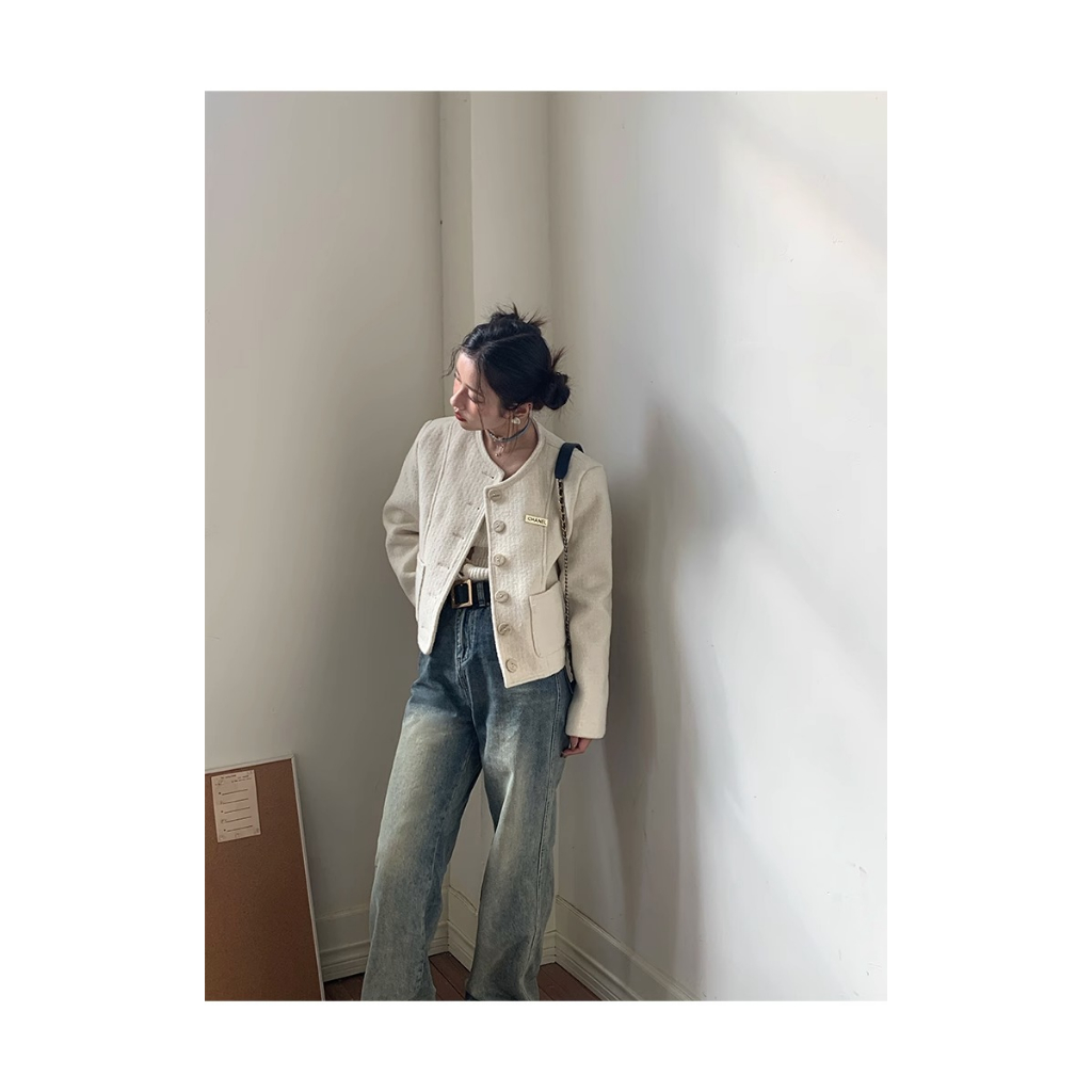 Honypove Áo Khoác Vest Tay Dài Dáng Ngắn Cỡ Nhỏ Phong Cách Pháp Thời Trang Cao Cấp