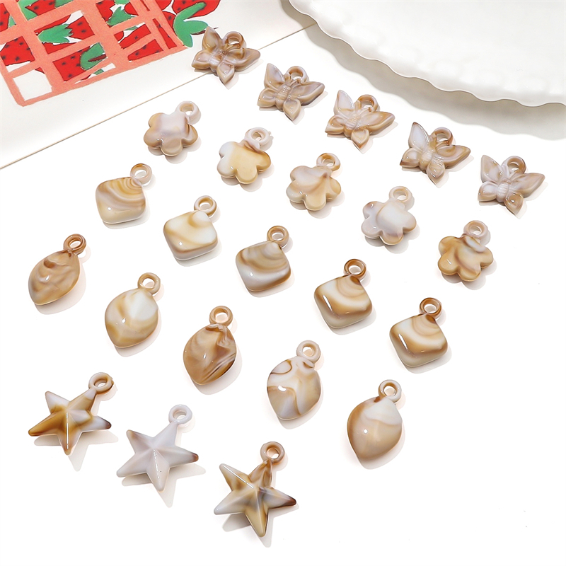 10 cái hỗn hợp nhựa acrylic vỏ ốc xà cừ hình dạng sao biển hạt charm cho vòng tay vòng cổ tự làm đồ trang sức