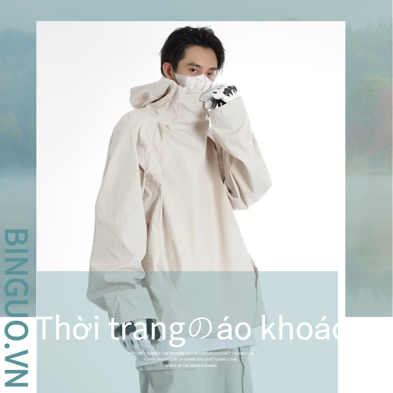 Áo khoác jacket dù nam nữ không thấm nước chống nắng áo khoác bóng chày đen và khaki tính cách độc đáo dây kéo áo khoác bomber jacket unisex