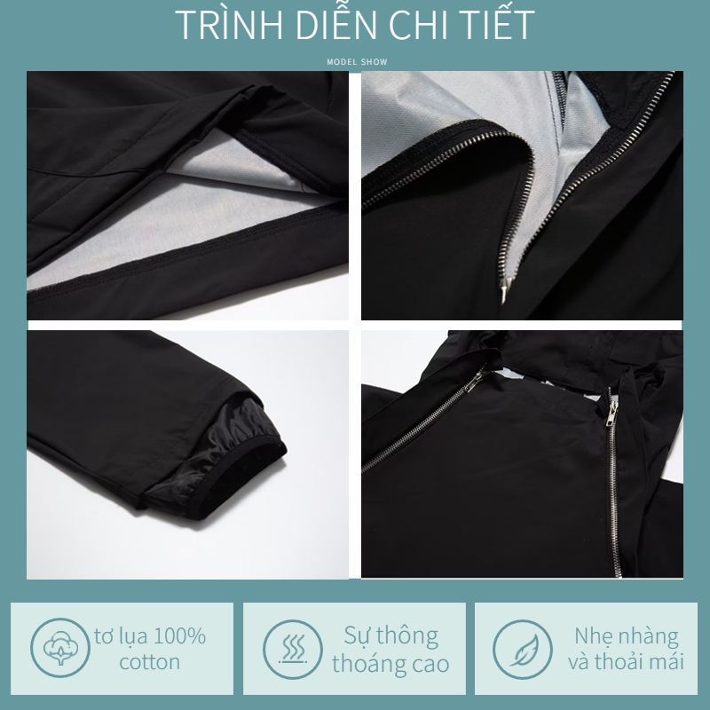 Áo khoác jacket dù nam nữ không thấm nước chống nắng áo khoác bóng chày đen và khaki tính cách độc đáo dây kéo áo khoác bomber jacket unisex