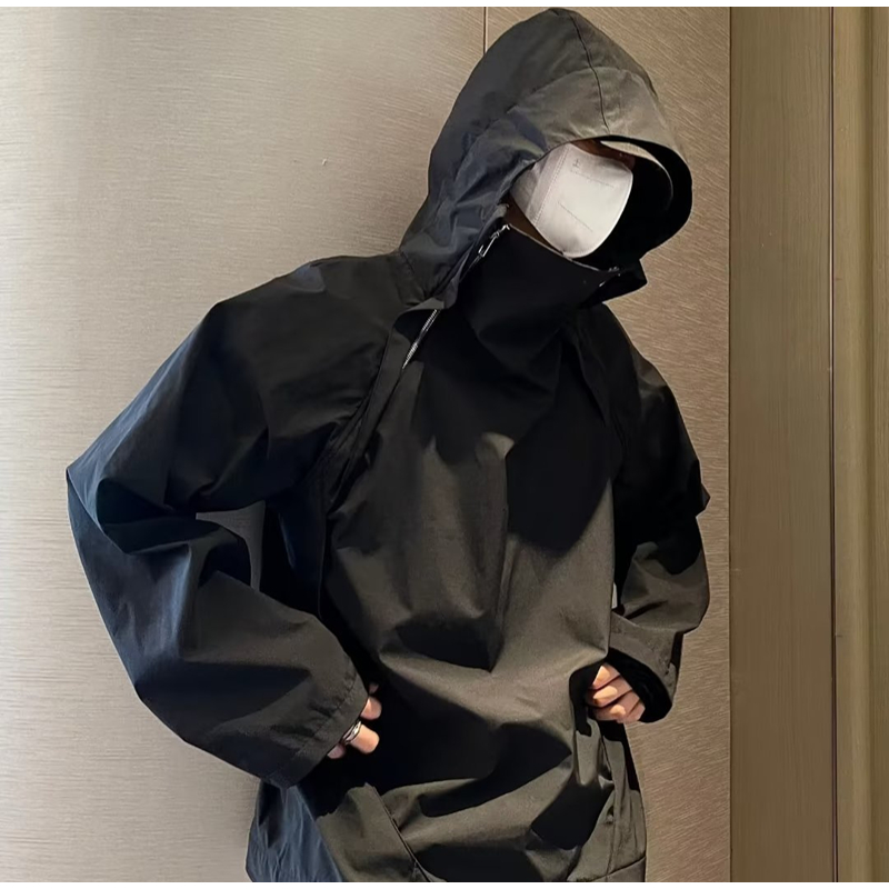 Áo khoác jacket dù nam nữ không thấm nước chống nắng áo khoác bóng chày đen và khaki tính cách độc đáo dây kéo áo khoác bomber jacket unisex