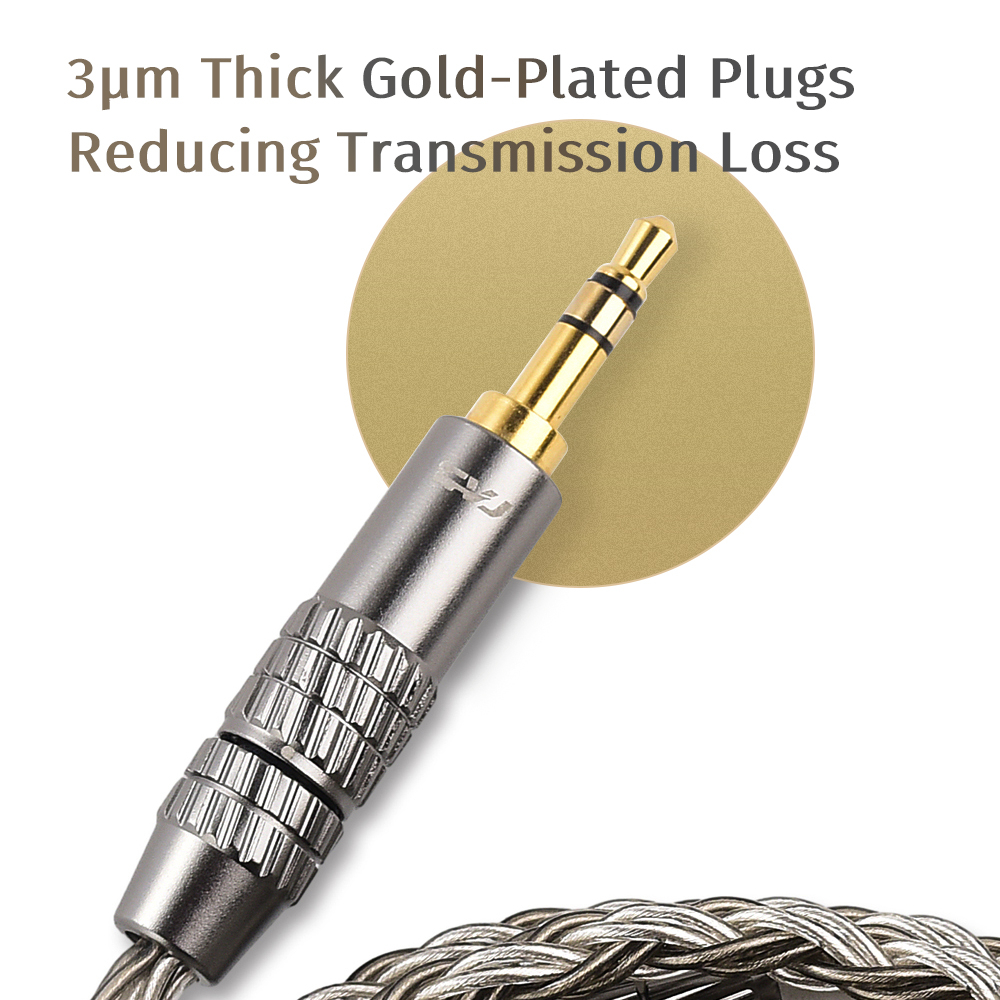 Cvj ts800 200 lõi tám-braid silver-planted nâng cấp cáp âm thanh tai nghe dây âm thanh hifi 2.5 / 3.5 / 4.4mm phích cắm có thể chuyển đổi s-2pin