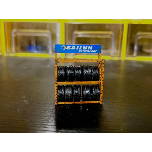 1/64 diorama tire rack model car repair tool scene display prop model collection