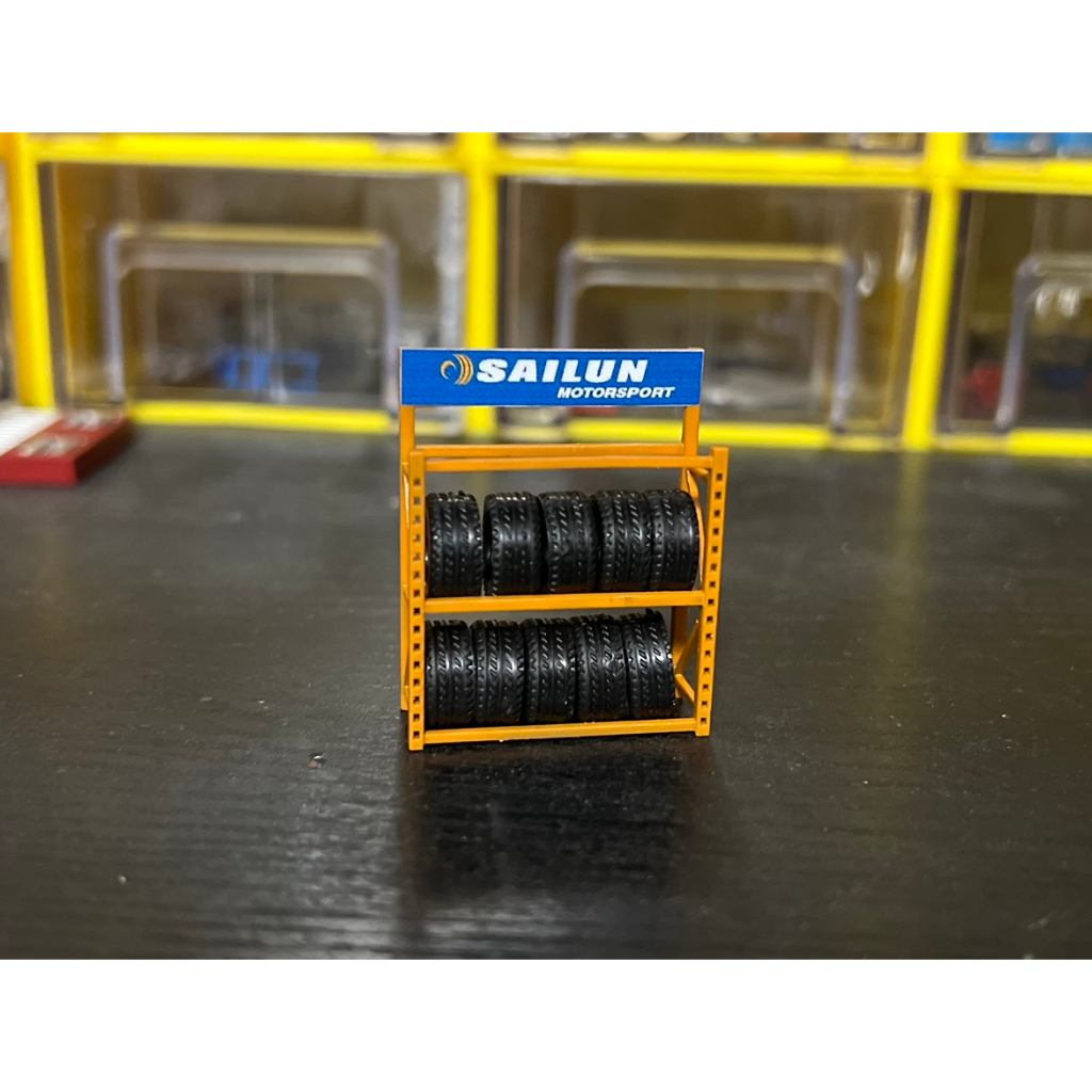 1/64 diorama tire rack model car repair tool scene display prop model collection