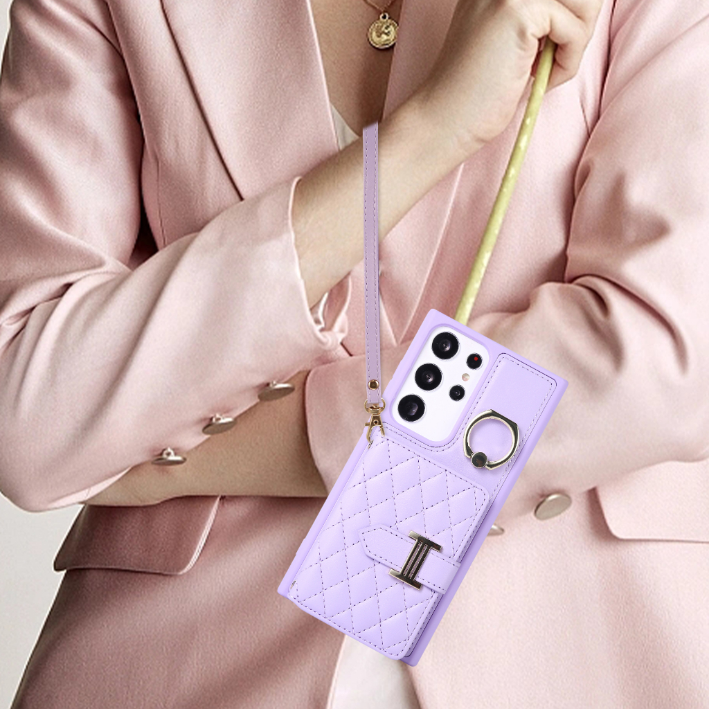 Ốp Điện Thoại Da Kèm Ngăn Đựng Thẻ Và Dây Đeo Chéo Cho Samsung Galaxy S23 Ultra S22 Plus S21 Plus S21 Ultra S20 FE S23 Plus