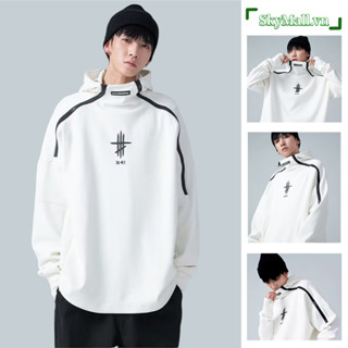 Nam phong cách hàn quốc dây kéo đôi in áo hoodie nữ tính khí giản dị thanh niên và thời trang áo hoodie chui đầu lãng mạn và thời trang áo hoodie nam cho các cặp đôi áo hoodie có dây kéo