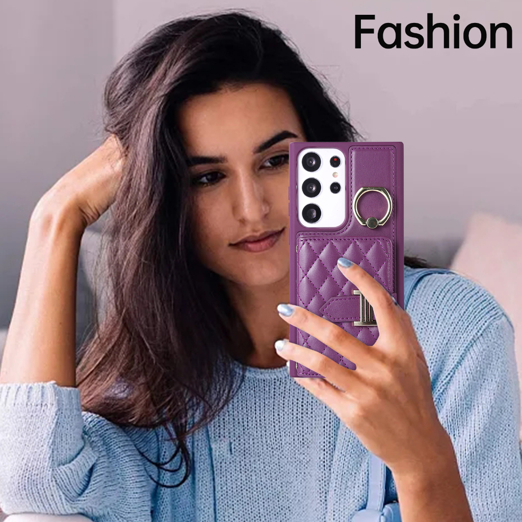 Ốp Điện Thoại Da Kèm Ngăn Đựng Thẻ Và Dây Đeo Chéo Cho Samsung S23 Ultra S22 Plus S21 FE S21 Ultra S20 Plus S23 Plus