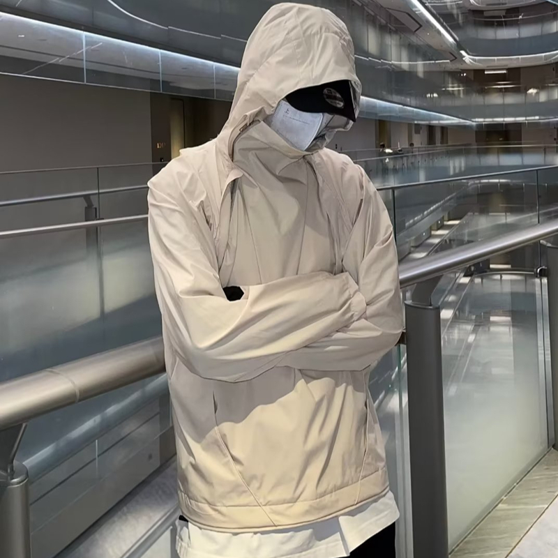 Áo khoác jacket dù nam nữ không thấm nước chống nắng áo khoác bóng chày đen và khaki tính cách độc đáo dây kéo áo khoác bomber jacket unisex