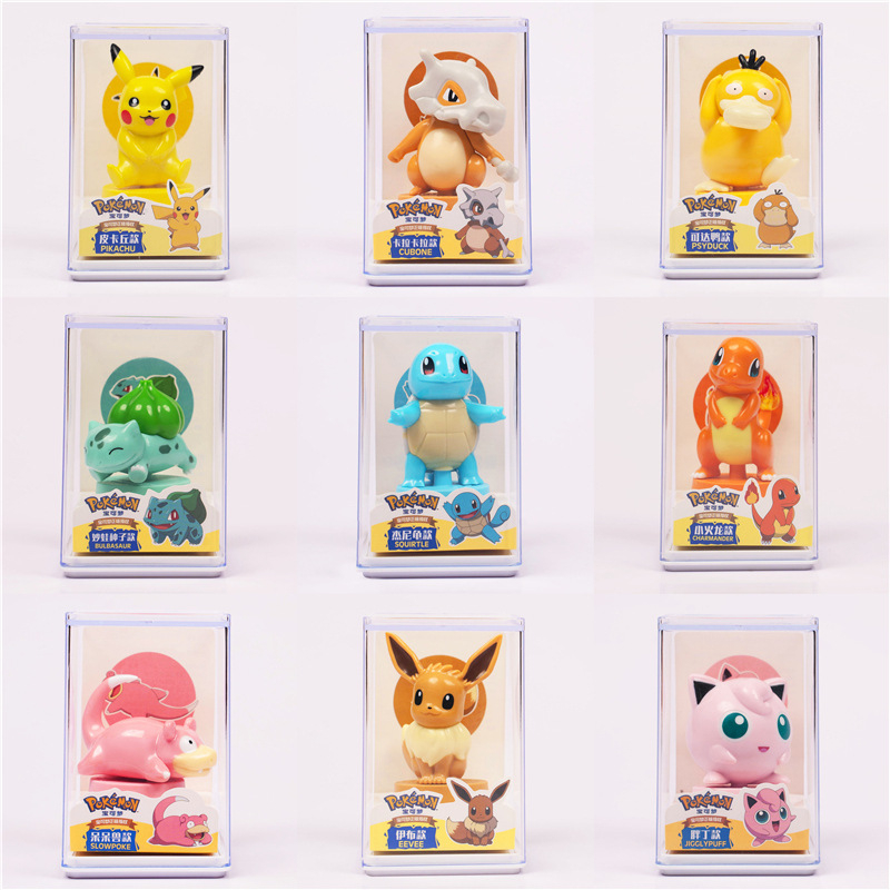 Pokemon anime hình pikachu cubone eevee charmander slowpoke squirtle psyduck jigglypuff bulbasaur phim hoạt hình q phiên bản pvc hình hành động mô hình búp bê đồ chơi