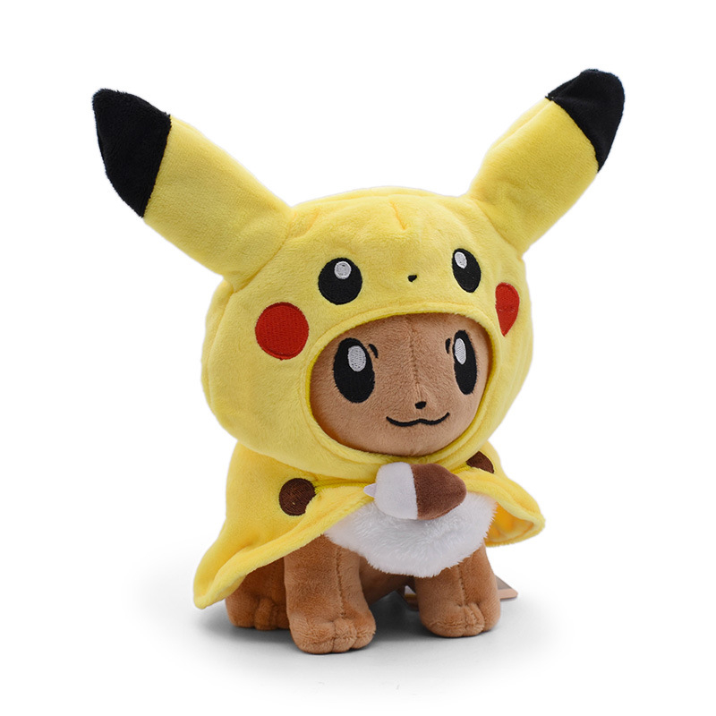 30 cm pokemon anime hình pikachu eevee mũ áo choàng đồ chơi sang trọng búp bê giữ gối động vật nhồi bông mềm cho trẻ em quà tặng sinh nhật giáng sinh