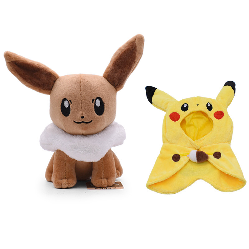 30 cm pokemon anime hình pikachu eevee mũ áo choàng đồ chơi sang trọng búp bê giữ gối động vật nhồi bông mềm cho trẻ em quà tặng sinh nhật giáng sinh
