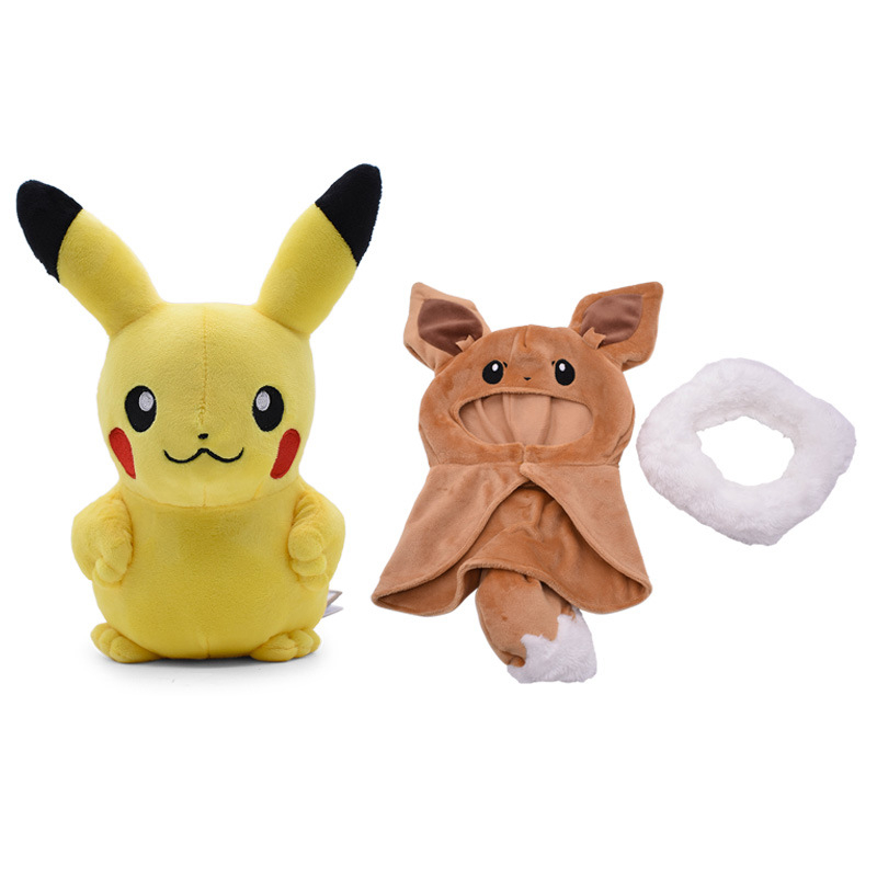 30 cm pokemon anime hình pikachu eevee mũ áo choàng đồ chơi sang trọng búp bê giữ gối động vật nhồi bông mềm cho trẻ em quà tặng sinh nhật giáng sinh