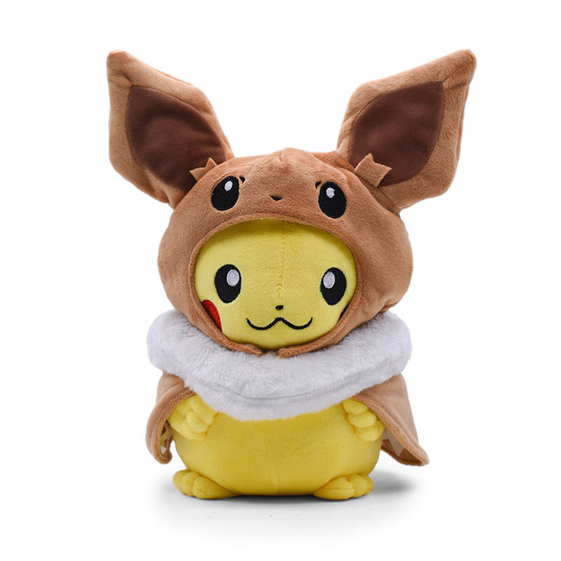 30 cm pokemon anime hình pikachu eevee mũ áo choàng đồ chơi sang trọng búp bê giữ gối động vật nhồi bông mềm cho trẻ em quà tặng sinh nhật giáng sinh