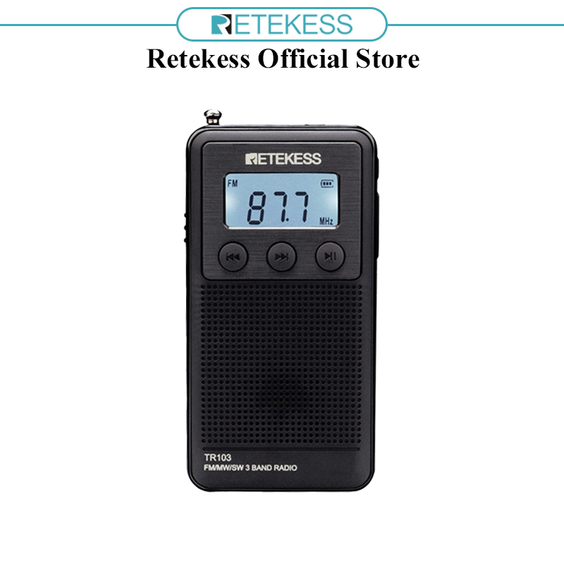 Radio bỏ túi Retekess TR103 AM SW FM mini kỹ thuật số hỗ trợ thẻ TF tích hợp màn hình LCD có đèn nền có thể sạc lại