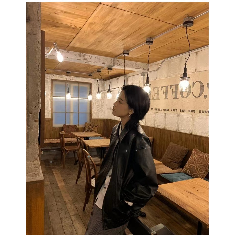 Áo Khoác Da Cao Cấp Dáng Rộng Thời Trang Thu Xuân Dành Cho Nữ 2023