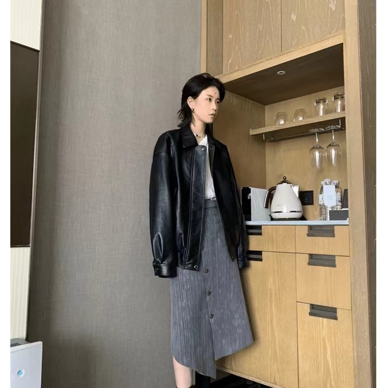 Áo Khoác Da Cao Cấp Dáng Rộng Thời Trang Thu Xuân Dành Cho Nữ 2023