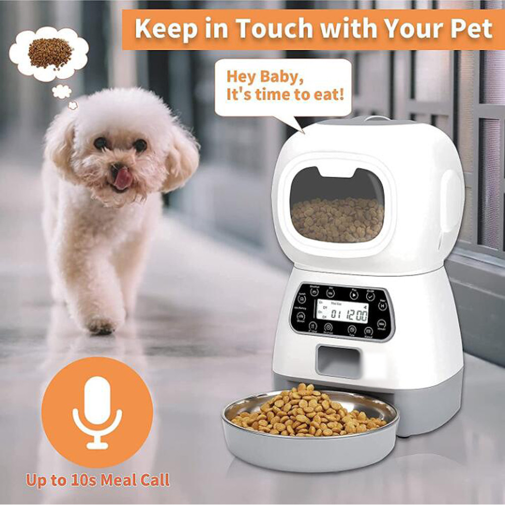 ✅Ready stock✅ 3.5l auto pet feeder cho chó mèo máy phân phối thức ăn thông minh ghi âm giọng nói hẹn giờ cho ăn bát đựng thức ăn tự động cho thú cưng