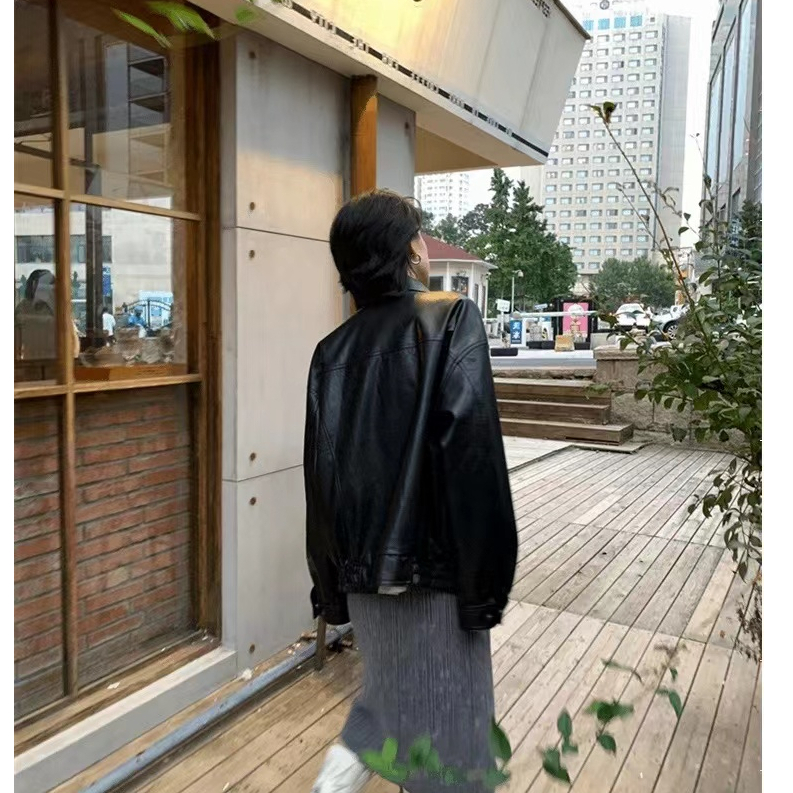 Áo Khoác Da Cao Cấp Dáng Rộng Thời Trang Thu Xuân Dành Cho Nữ 2023