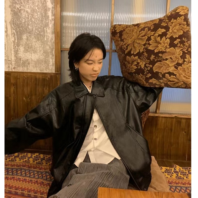 Áo Khoác Da Cao Cấp Dáng Rộng Thời Trang Thu Xuân Dành Cho Nữ 2023