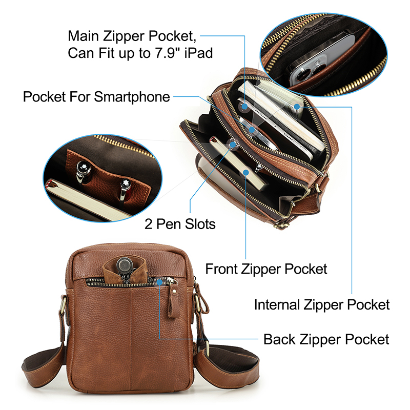 Túi Đeo Chéo CONTACT’S Mb078 Da Bò Thật Thời Trang Cho Nam