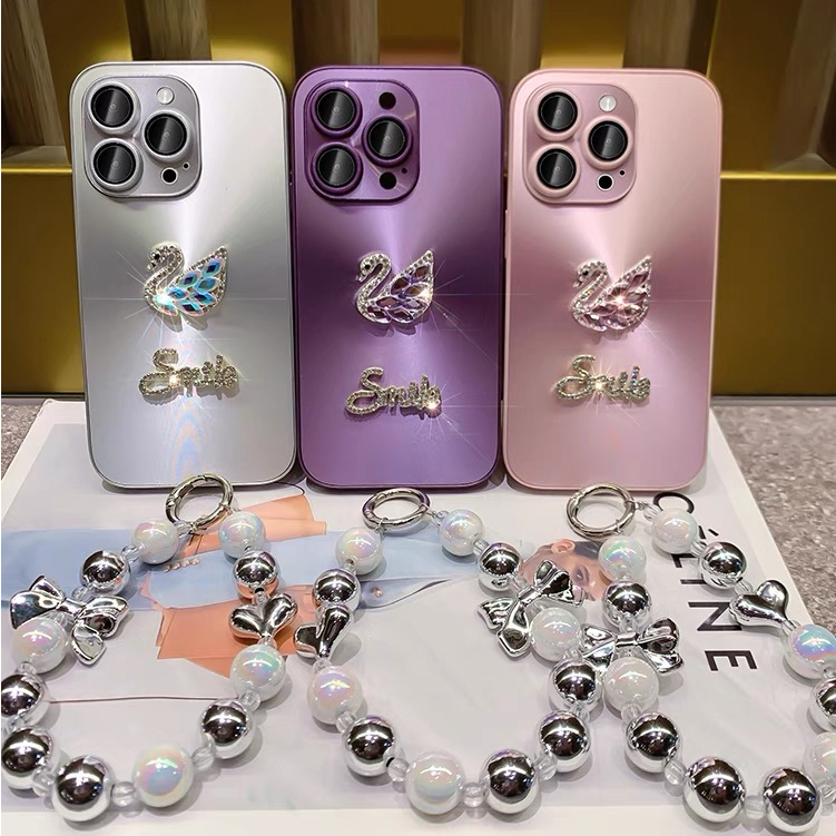 Ốp Điện Thoại Họa Tiết Thiên Nga Đính Đá Lấp Lánh Bảo Vệ camera Cho iphone 14 13 12 11 pro max