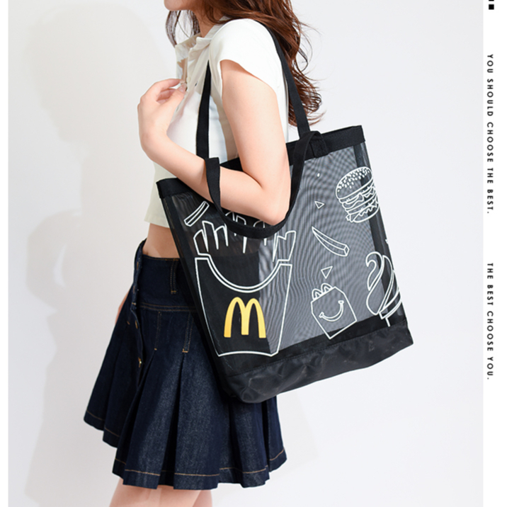 Mcdonald's canvas bag túi lưu trữ dung lượng lớn túi đi biển túi lưới mua sắm