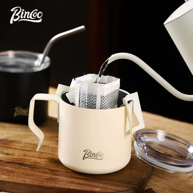 Tách cà phê cách nhiệt bincoo cốc bằng thép không gỉ 304 có ống hút cho gia đình và văn phòng 350ml