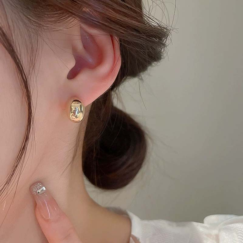 Hoa tai beanie kim bạc sành điệu mới, hoa tai đinh tán phong cách dấu phẩy kim loại, hoa tai đa năng cho nữ