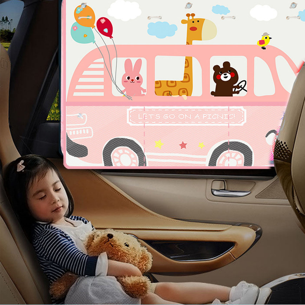 Rèm Vải Che Nắng Ô Tô - Màn Chống Nắng Và Màn Bảo Quản Đa Năng Với Túi Lưới Hoạt Hình Hút cho Xe Ô Tô - CoolCar