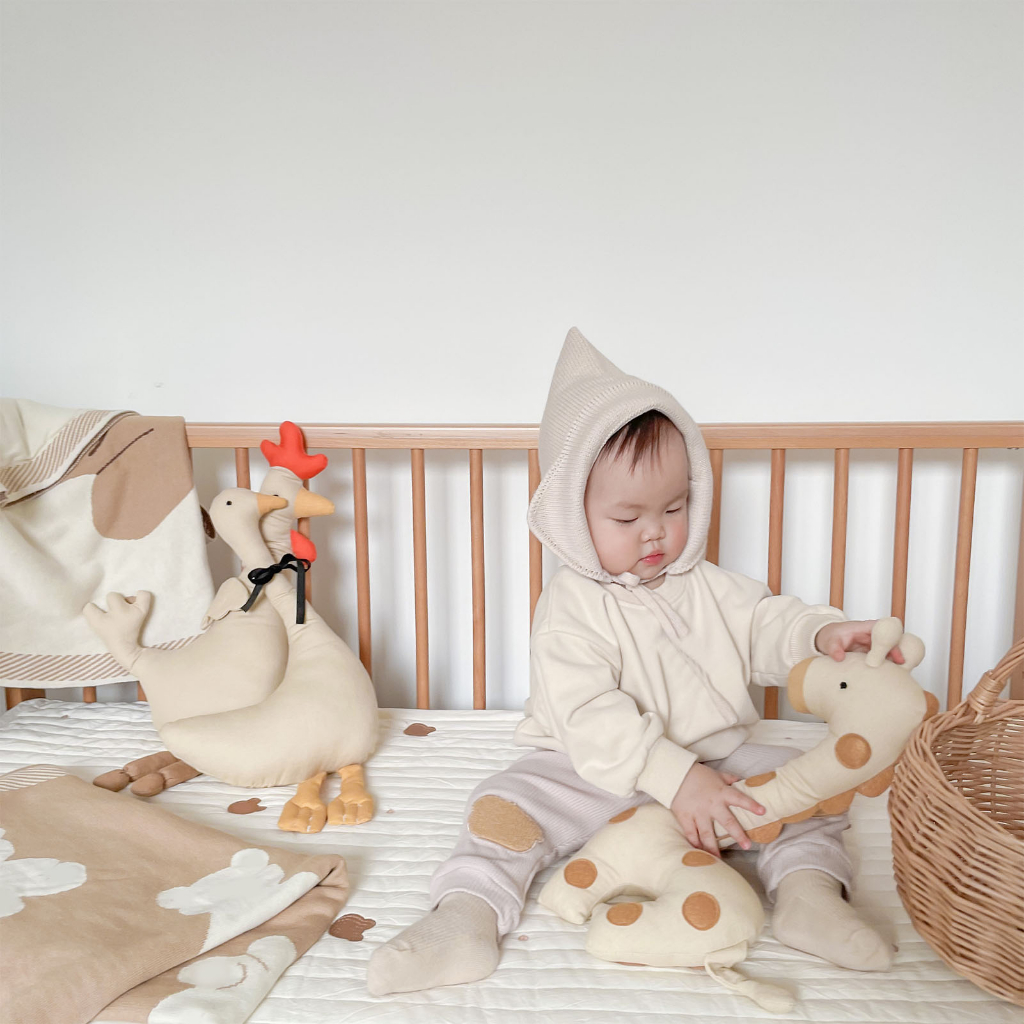 Thú bông vải organic Cho Bé - Đồ Chơi Nhồi Bông Vải Hoạt Hình hươu con gà vịt Dễ Thương Cho trẻ em - LUCKYBABY