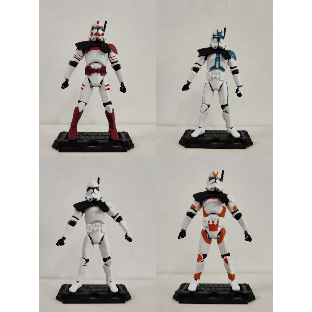 3,75 "star wars republic clone trooper blue red orange white w / base action figure