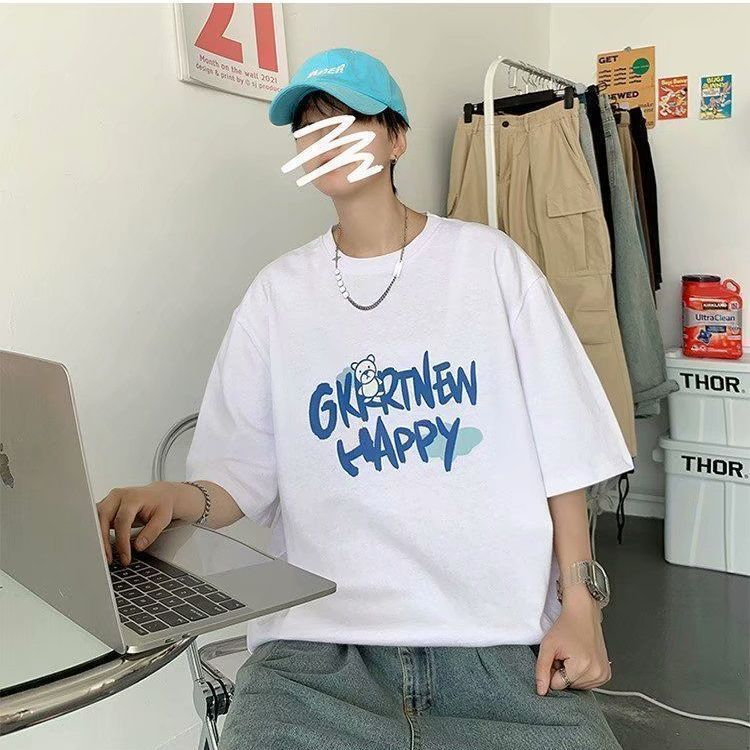 Set Áo Thun Ngắn Tay + Quần jeans Phong Cách Hàn Quốc Thời Trang Cho Nam Áo thun nam+Quần bò baggy nam Quần bò trơn Thích hợp cho cả nam và nữ