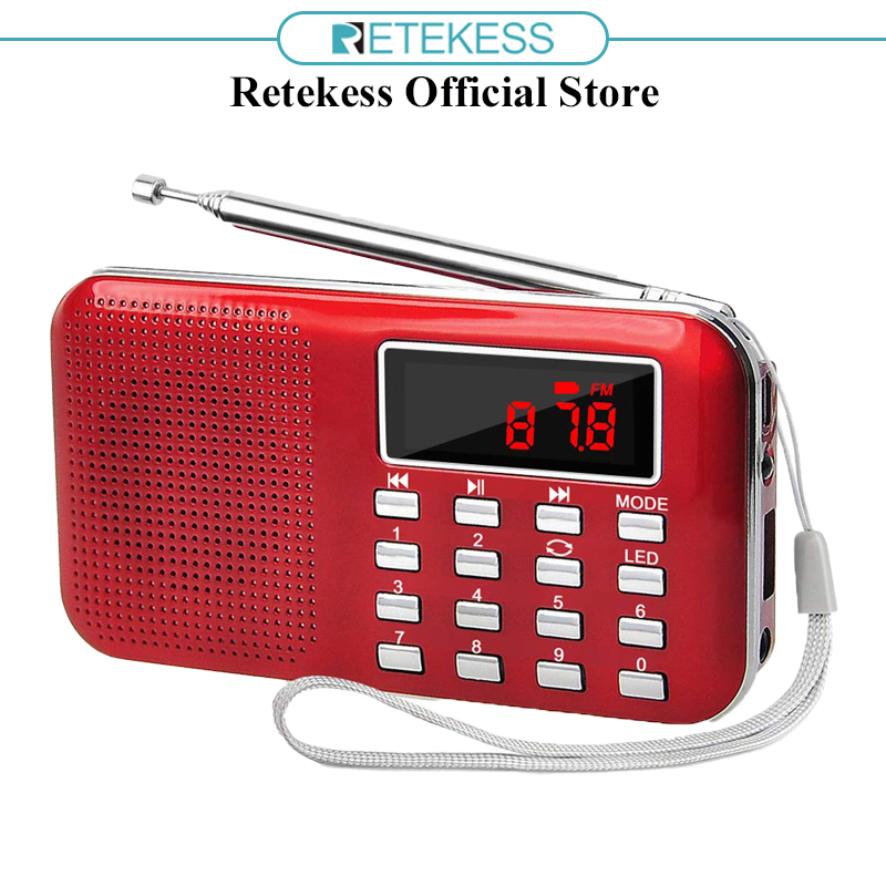 Radio Kỹ Thuật Số Retekess PR11 FM AM Kèm Máy Nghe Nhạc MP3 Màu Đỏ Hoặc Vàng Kèm Màn Hình Hiển Thị