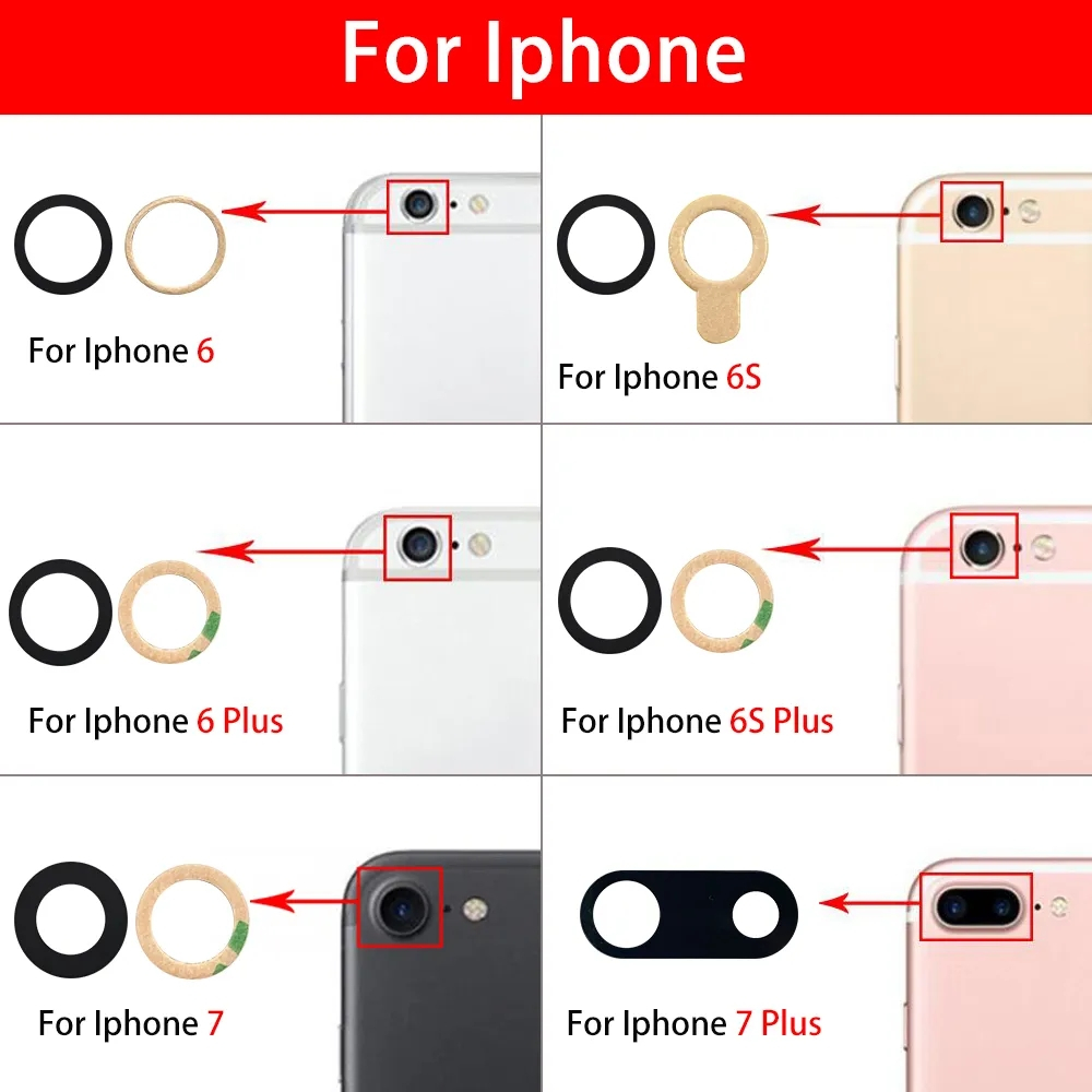 Kính camera sau mặt sau cho iphone 6 6s 7 8 plus x xr xs 11 12 13 14 pro max 12mini với miếng dán keo