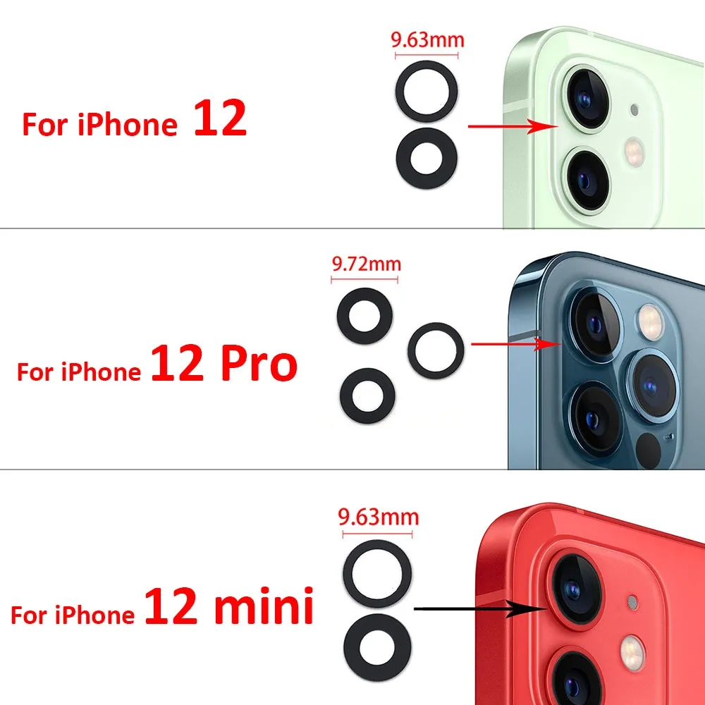 Kính camera sau mặt sau cho iphone 6 6s 7 8 plus x xr xs 11 12 13 14 pro max 12mini với miếng dán keo
