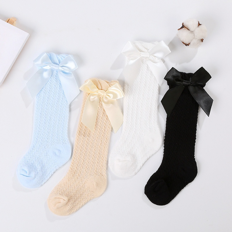 Vớ dài cotton dễ thương cho bé gái baby non-skid socks princess ribbon bow-tie decoration socks