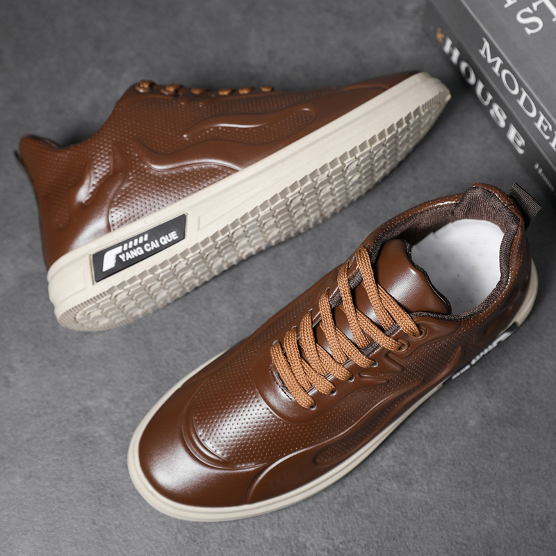 Giày oxfords nam hàn quốc trang trọng mới buộc dây brogues cao su mềm chống trượt học sinh thoáng khí