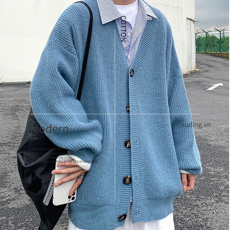 Áo khoác cardigan tay dài sành điệu dành cho nam nữ Áo cardigan nam nữ mặc tất ạ phong cách simple Thời Trang Cho Nam Và Nữ