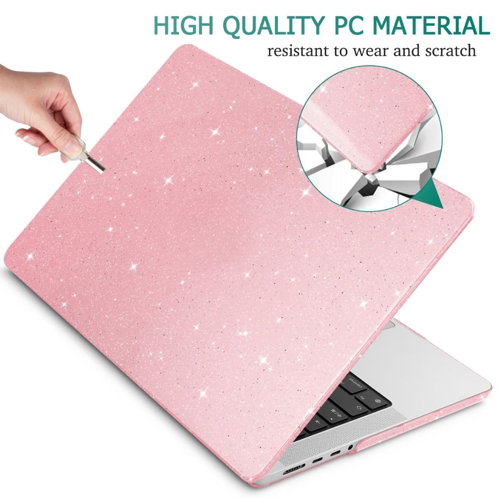 Shimmering powder crystal case tương thích cho macbook case air 15 a2941 2023 2022 air 13 a2681 13,6 inch m2 pro 14 16 13,3 inch a2338 m1 a2337 a2179 a2289 a2251 a1989 a2159 202
