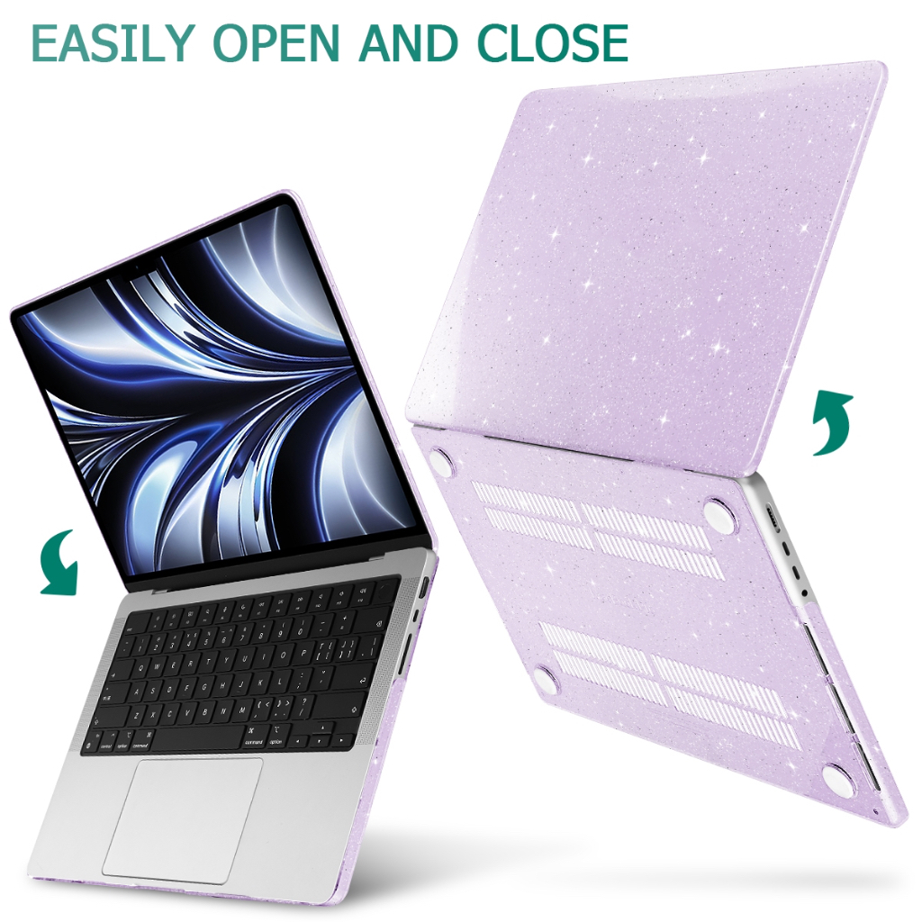 Shimmering powder crystal case tương thích cho macbook case air 15 a2941 2023 2022 air 13 a2681 13,6 inch m2 pro 14 16 13,3 inch a2338 m1 a2337 a2179 a2289 a2251 a1989 a2159 202