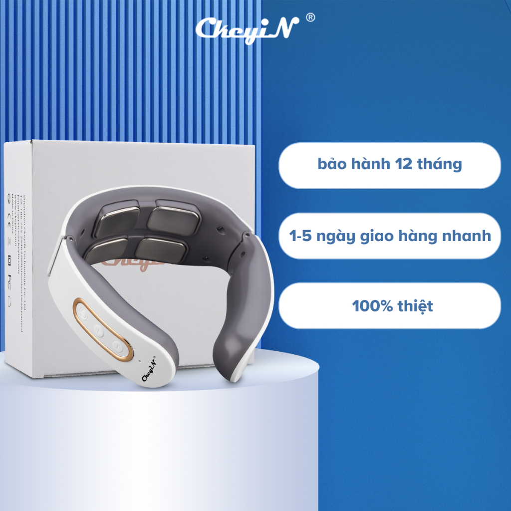 Máy massage cổ CkeyiN 6 chế độ và 9 cường độ với khả năng làm nóng dùng tại nhà/văn phòng/xe hơi
