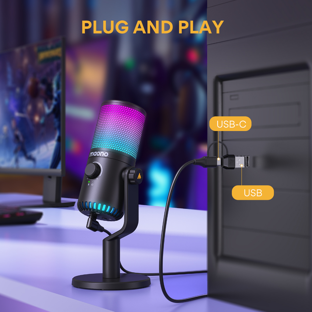 Mic thu âm MAONO DM30 RGB Cho PC Điện Thoại livestream